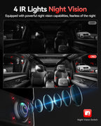 REDTIGER 530° Dash Cam 3 Channel  2.5K+2.5K+1080P Triple Car Camera with 128GB Card  IR Night Vision  Touch Screen  Dashcam for Front Inside Rear Included WiFi GPS  24H Parking Mode