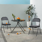 DUMOS 4 Pack PU Leather Padded Folding Chair, Indoor Outdoor Portable Stackable Seat with Steel Frame, for Home, Office, Party, Dining, Black