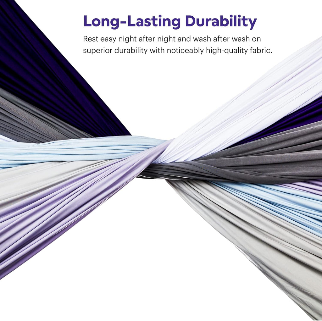 Purple SoftStretch Sheets, King/Cal King, Rayon Blend, Moisture-Wicking, Stormy Grey, Fits Other Mattresses, Stretch for Adaptive Support