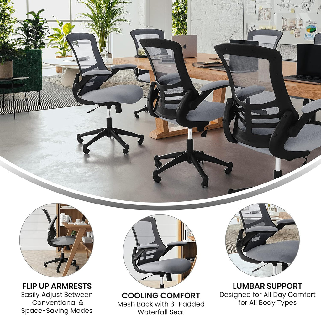 Flash Furniture Kelista Office Chair, Ergonomic, Mid-Back, Dark Gray Mesh with Swivel