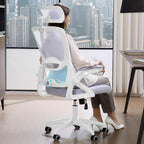 Ergonomic Office Chair,Mesh Office Chair with Lumbar Support,High Back Desk Chair with Flip-up Arms,400 lbs Big and Tall Computer Chair with Headrest,Comfy Desk Chairs (Lavender)