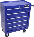 5-Drawer Tool Cart on Wheels, Drawers Rolling Tool Chest with Key Lock, Mobile Trolley Organizer Tools Box with Locking Wheels & Ball Bearing Drawers for Garage,Warehouse,Repair Shop (Blue)