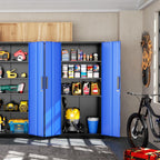 Greenvelly Metal Storage Cabinet, Steel Garage Cabinet with Doors and Adjustable Shelves, Metal Cabinet with Lock,Tall Metal Office Storage Cabinet for Garage,Home Office,School (Black Blue)