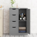Walsunny Bathroom Floor Storage Cabinet, Wooden Storage Organizer with 4 Drawers and 1 Cupboard, Freestanding Entryway Storage Unit Console Table(Gray)