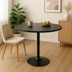 Magshion 31" Round Bar Table Height Adjustable 26"-35" Pub Table with Enlarged Base for Living Room Patio Bistro Café, Black
