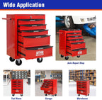 5 Drawers Tool Cart on Wheels, Multifunctional Rolling Tool Chest, Drawers Mobile Trolley Organizer Heavy Duty Tools Box with Locking Wheels & Ball Bearing Drawers (Red, 5 Drawers)