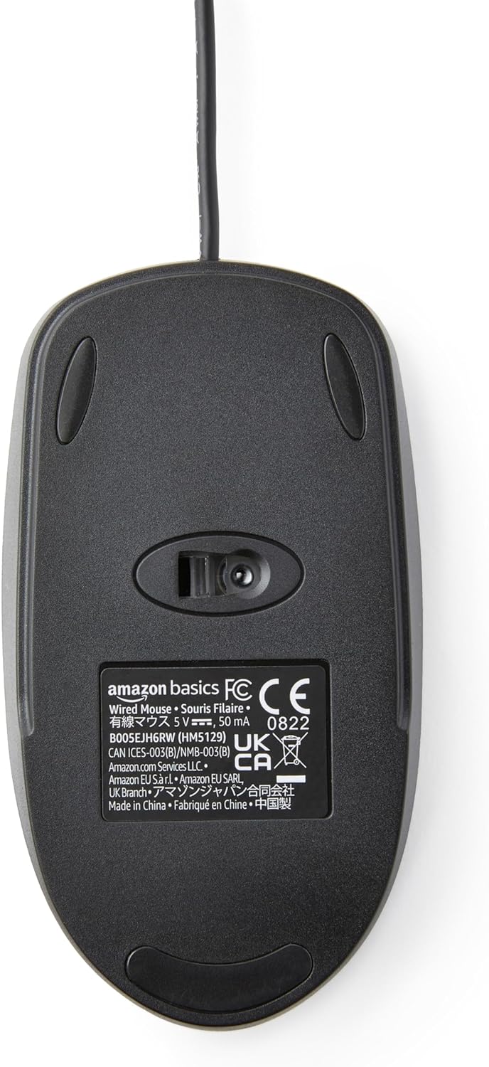 Amazon Basics 3-Button USB Wired Computer Mouse, Black, 30-Pack