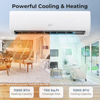 COSTWAY 11500 BTU Mini Split Air Conditioner, 208/230V 17 SEER2 Wifi Enabled Inverter Air Conditioner & Heater Pump System Cools Up to 750 Sq. Ft, Compatible with Alexa, w/Installation Kit