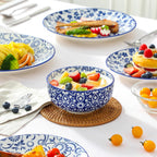 vancasso SELENE Plates and Bowls Set for 6, 18 Pieces Dinnerware Sets, Mircowave and Dishwasher Safe Dishes Set, Porcelain Blue Dinnerware