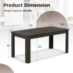 COSTWAY 63' Rectangular Dining Table for 4-6 People, Modern Farmhouse Dinette Table with Large Computer Workstation, Grey