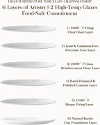 MALACASA 24 Pieces Gourmet Porcelain Dinnerware Sets, Premium Plates and Bowls Set, High-Fired Ceramic Dishes Set for 6, Chip & Scratch Resistant, Microwave Dishwasher Safe, White, Series LEXI