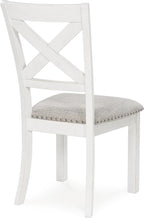 Signature Design by Ashley Robbinsdale Classic Upholstered Dining Chair with Cushion and Nailhead Trim, Set of 2, White & Light Gray