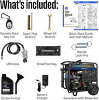 Westinghouse 18000 Peak Watt Tri-Fuel Home Backup Portable Generator  Remote Electric Start  Transfer Switch Ready  Gas  Propane  and Natural Gas Powered  CO Sensor