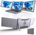 Laptop Screen Extender  15" 1080P IPS FHD Triple Monitor for 15"-17.3" Laptops  Plug & Play Portable Monitor Extender with USB-C/HDMI/USB-A for Mac/Windows/Chrome/Android Gray