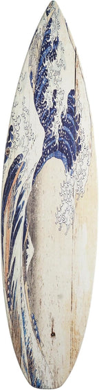 American Art Decor Surfboard Plaque Wall Sign - Beach House Wall Art - Large Tropical/Coastal Home Decor for Living Room, Bedroom, Bathroom, Patio, or Bar (The Great Wave off Kanagawa Wood, 60"x15")