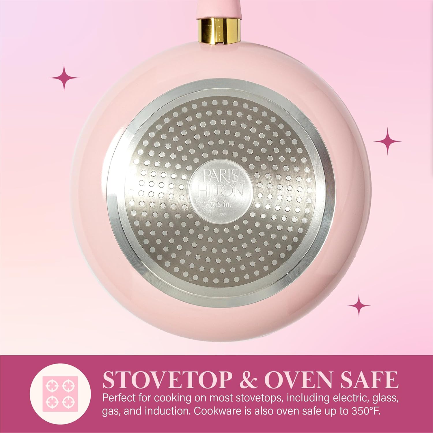 Paris Hilton Epic Nonstick Pots and Pans Set, Multi-layer Nonstick Coating, Tempered Glass Lids, Soft Touch, Stay Cool Handles, Made without PFOA, Dishwasher Safe Cookware Set, 12-Piece, Pink