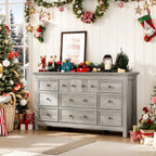 LGHM Dressers for Bedroom with 9 Drawers, 9 Drawer Dresser with Textured Borders, 58" W Chest of Drawers Closet Organizers and Storage Clothes - 6" Deep Drawer for Bedroom, Living Room,Gray