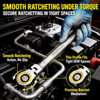 15-Piece SAE Ratcheting Wrench Set (1/4″–1″), 72-Tooth Flex-Head Combination Wrenches, Heavy-Duty Cr-V Mechanic Tool Kit with Organizer Roll Bag