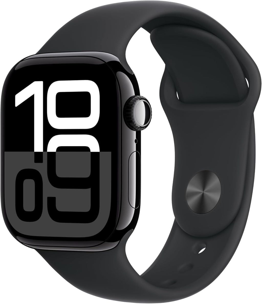 Apple Watch Series 10 GPS  46mm - Jet Black Aluminum Case with Black Sport Band  M/L (Renewed)