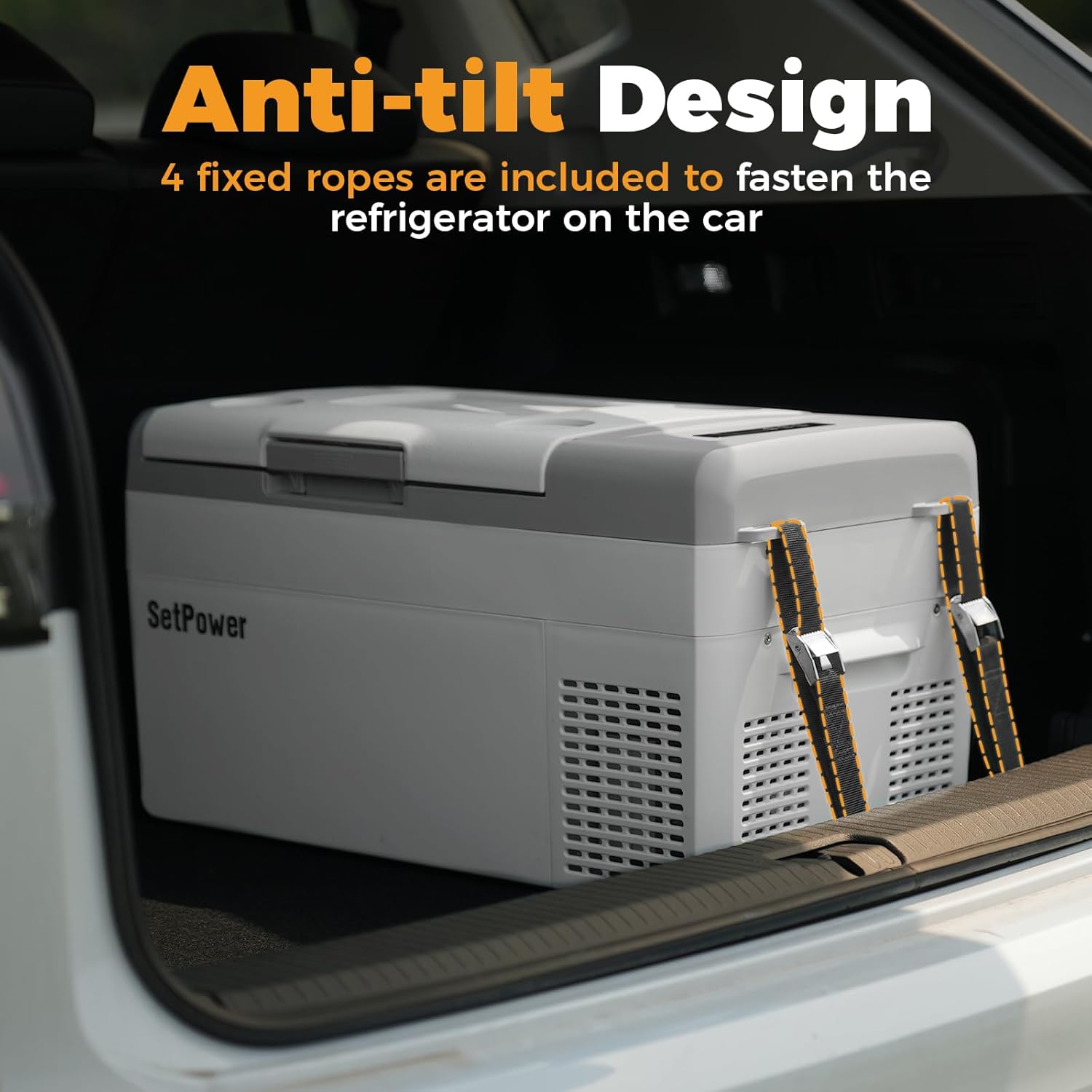 Setpower 12V Refrigerator Electric Coolers for Vehicles AC/DC, 15L/15.8QT Car Fridge Portable Freezer, Plug In Cooler, 12/24V DC & 110/240V AC for Truck RV SUV Travel Camping, White