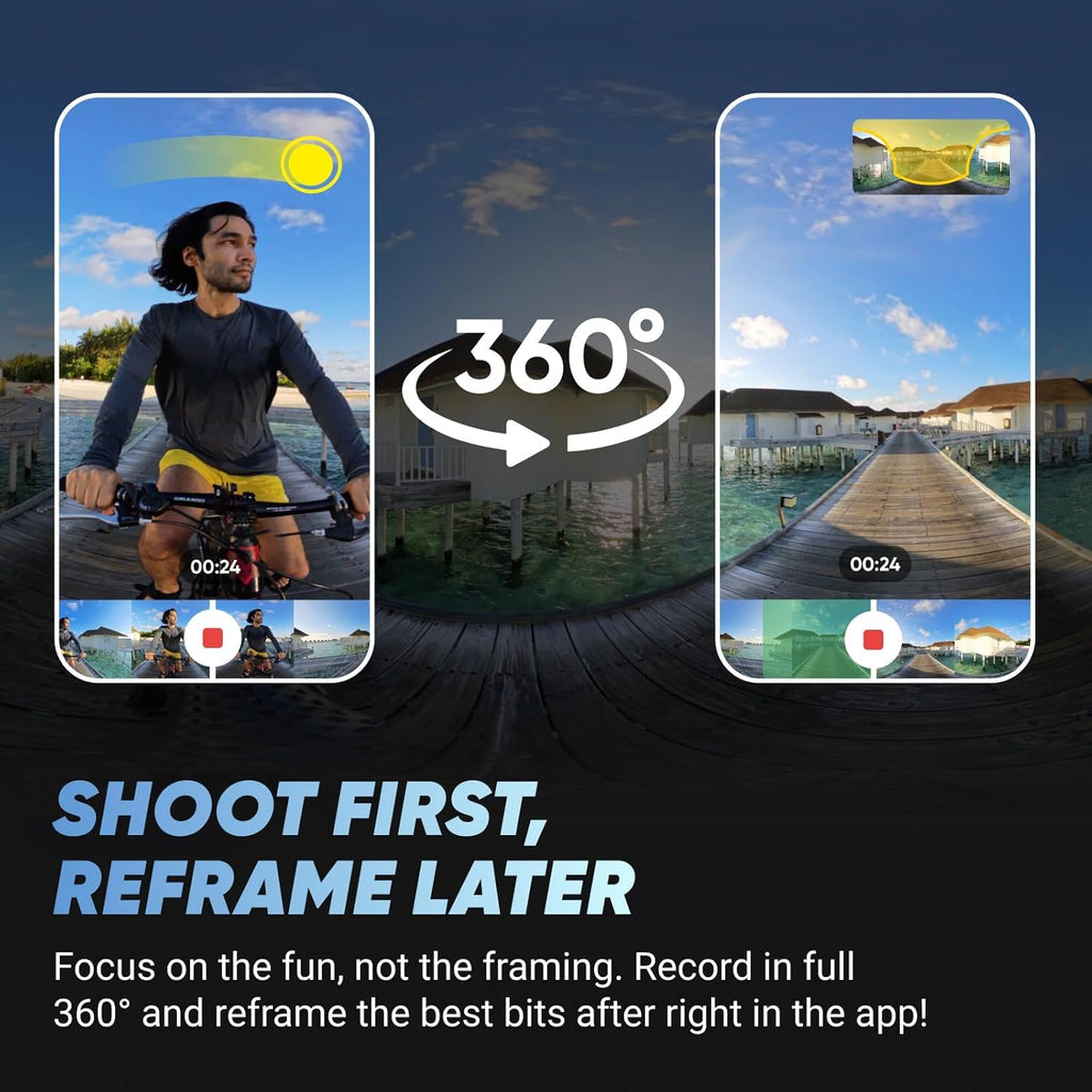 Insta360 X4 Get-Set Bundle - 8K Waterproof 360 Action Camera  4K Wide-Angle Video  Invisible Selfie Stick  Removable Lens Guards  135 Min Battery Life  AI Editing  Stabilization