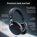 Sennheiser Momentum 4 Wireless Noise Cancelling Headphones - Bluetooth Headset for Crystal-Clear Calls with Adaptive Noise Cancellation  Over-Ear Headphones  60h Battery Life  Folding Design  Black