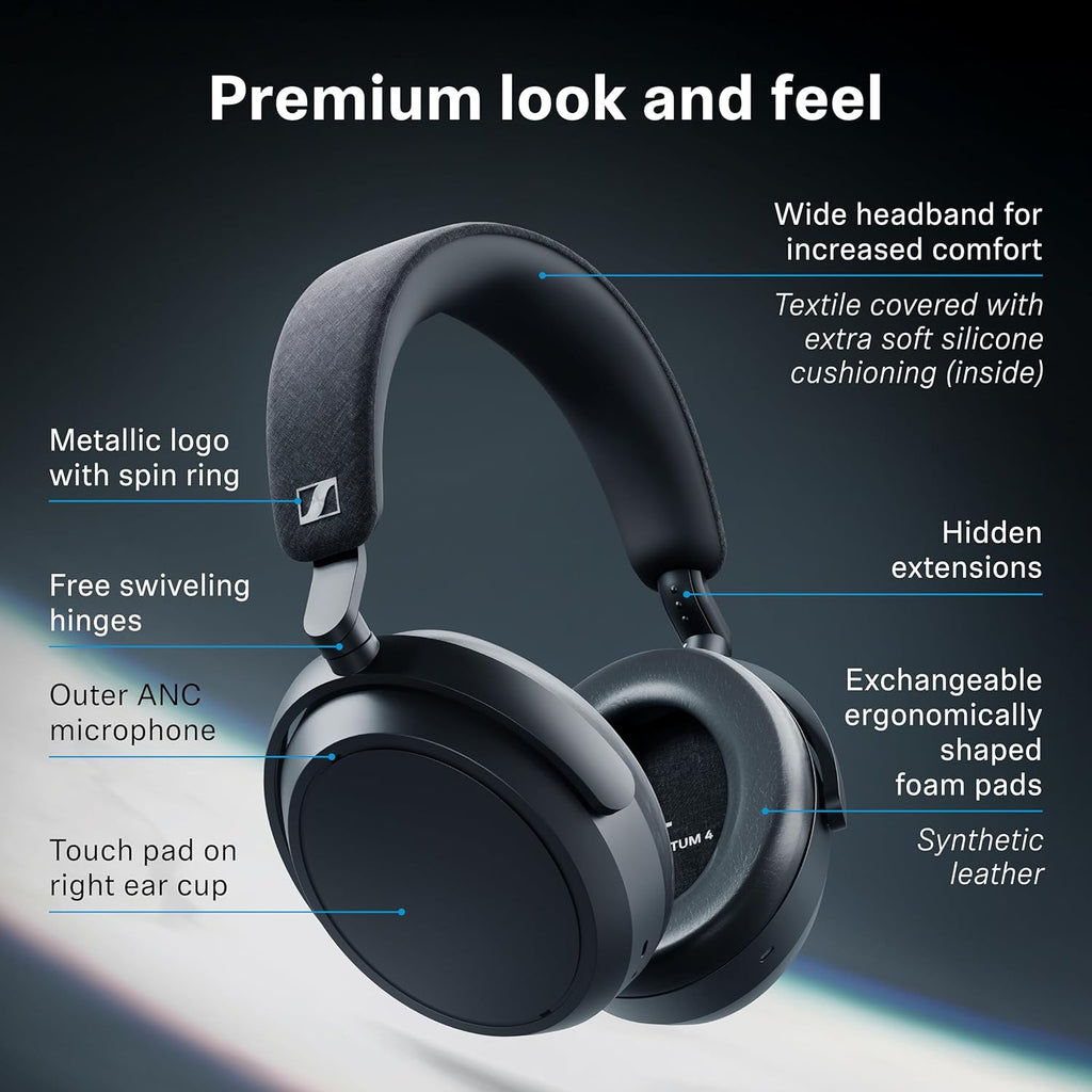 Sennheiser Momentum 4 Wireless Over-Ear Headphones - Bluetooth Headset for Clear Calls with Adaptive Noise Cancellation  Up to 60HR Playtime  Folding Design  Brown
