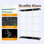 LFT HUIMEI2Y Glass Display Cabinet 12 Shelves with 3 Columns 2 Doors and Lock, Extra Large DIY Curio Cabinets Quick-Install Style Tempered Glass Bookshelf for Living Room, Bedroom, Black