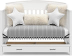 5-in-1 Convertible Baby Bed (with drawers, white) - Green Guardian Gold Certification, built-in baby bed storage drawer, convertible to toddler bed, day bed and full-size bed