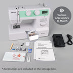 FEIYUE FYe320 Full Size Sewing Machine with Foot Pedal, Speed Control, Heavy Duty & Portable, LCD Display, 25 Built-in Stitches, 6 Bobbins & 5 Included Sewing Feet