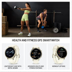 Garmin Venu 4  41mm  Advanced Fitness Tracker GPS Smartwatch  1.2" AMOLED Display  Built-in Flashlight  10 Days of Battery Life  Lunar Gold with Bone Silicone Band (Watch Bundle)