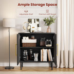 Black Buffet Cabinet, Free Standing Sideboard with Storage, Wood Accent Cabinet with Doors,Modern Credenza, Sideboard Storage Cabinet for Living Room, Dining Room(1, Black & Gold)