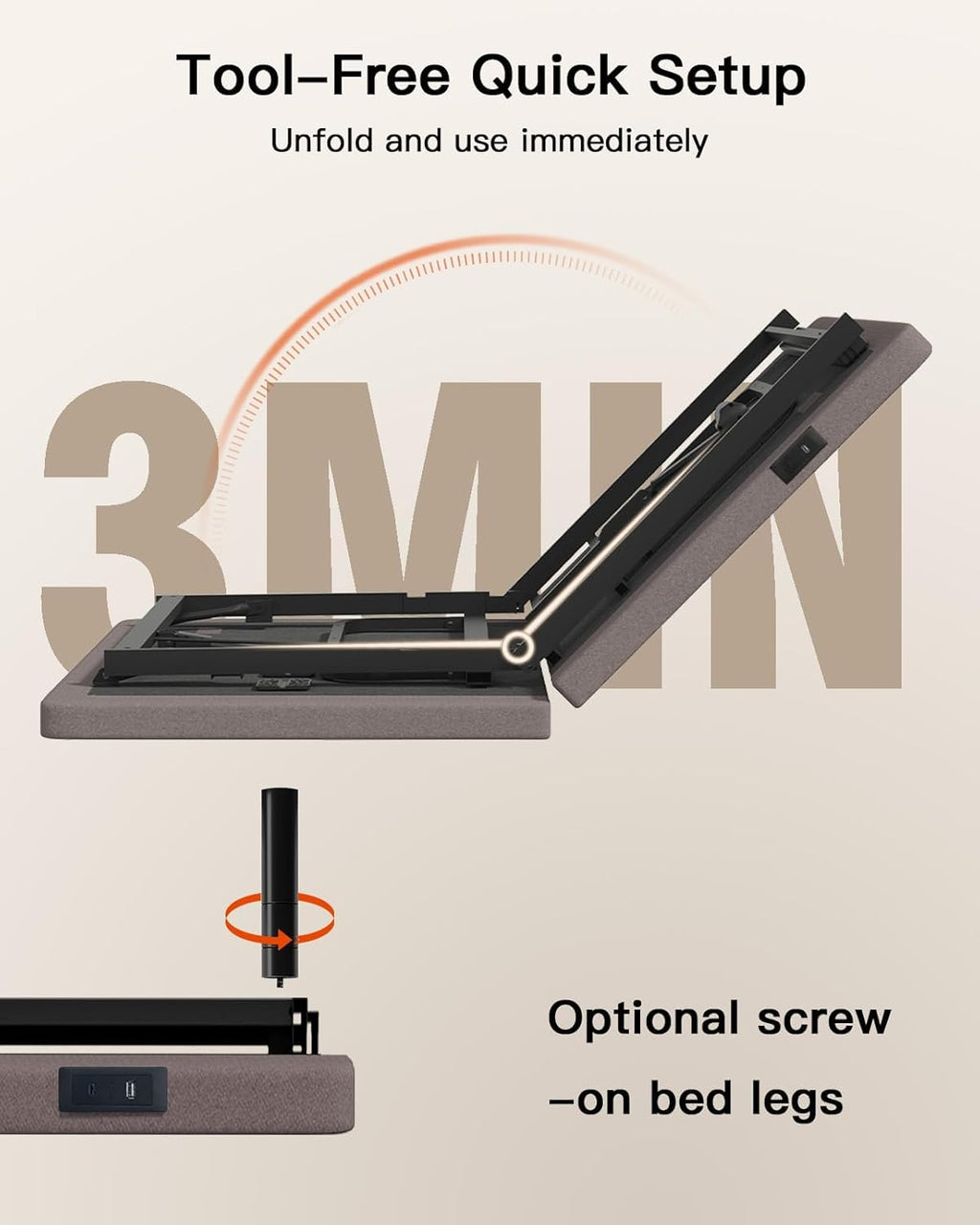 Amada Adjustable Bed Frame Split King Size, Electric Bed with Head & Foot Incline, Zero-Clearance and Zero Gravity Mode, 4 USB Ports and Wireless Remote, Easy Assembly