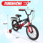 MW Sports 16 inch Kids Bike with Removable Training Wheels, Hand Brakes and Back Relay Rack for Ages 4-6 Years.