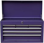 Workington Portable Metal Tool Chest with 6 Drawers, 24" 6-Drawer Tool Chest Cabinet with Ball Bearing Drawer Slides, Steel Tool Storage Box Organizer 4005 Purple