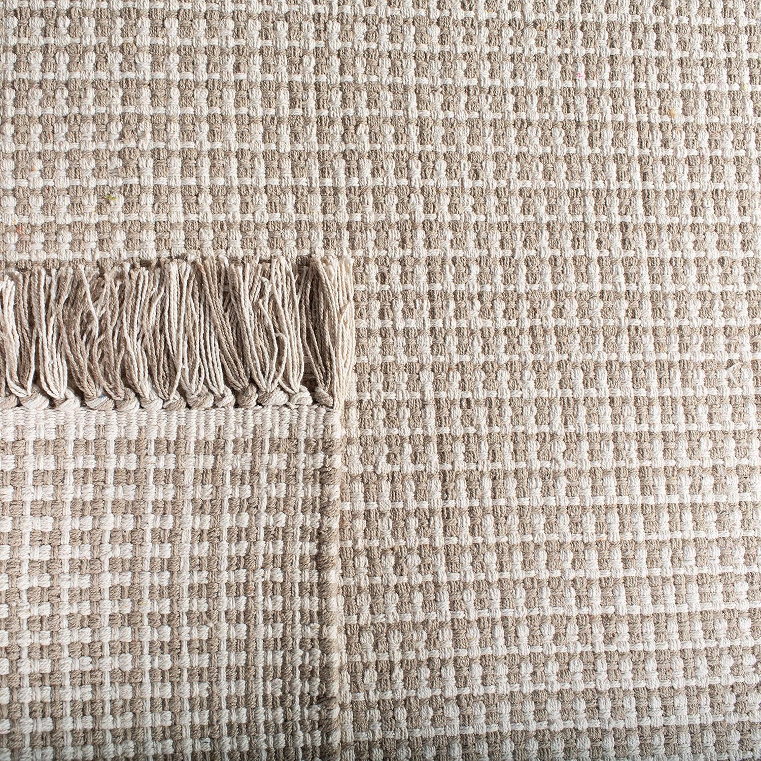 SAFAVIEH Area Rug 8x10 - Montauk Collection - Large - Ivory & Grey, Handmade Flat Weave Cotton, Boho Farmhouse Design, Ideal for Living Room, Bedroom, Office, Dining Space (MTK340A)