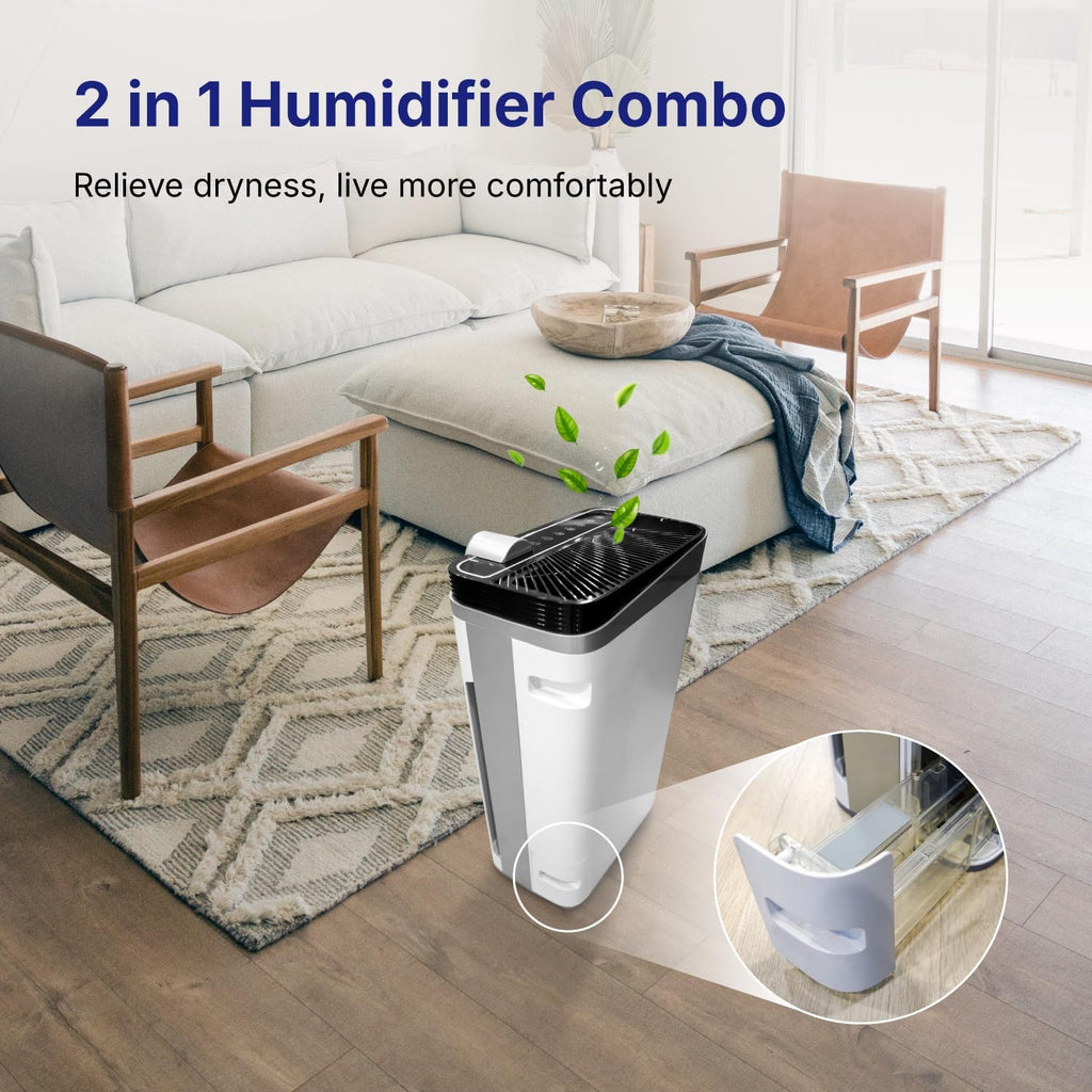 RIA Smart Air Purifier BreezeGuard 2-in-1 with Built-In Humidifier, Industrial-Grade Air Cleaner, for Large Homes up to 2500 SqFt, Smart App Remote Control, Removes Wildfire Smoke, PM2.5, Allergens