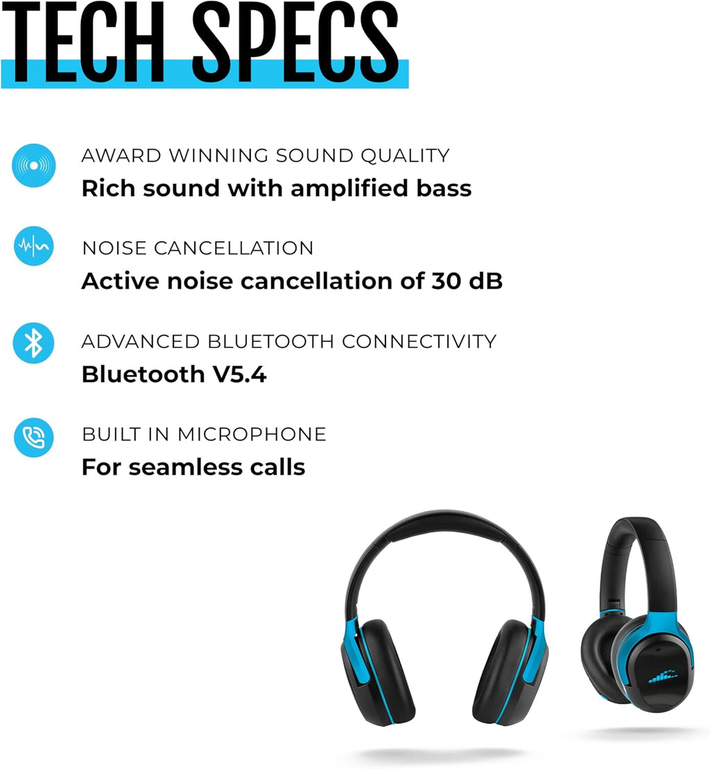 RIPT Ultra Over-Ear Sport Headphones  Active Noise Cancellation and Transparency Mode  50-Hour Battery Life  2 Sets of Cushions  Sweat-Proof Silicone and Leatherette  Premium Sound  Waterproof