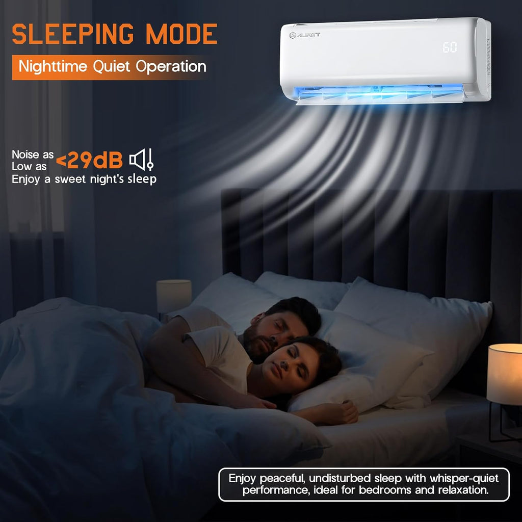 Albott 9100 BTU Mini Split Air Conditioner and Heater, SEER2 20.5, 115V, Inverter Heat Pump AC with Wi-Fi Smart Control, Voice Assistant, Self-Cleaning, Compatible with Alexa, Cools up to 450 Sq. Ft.