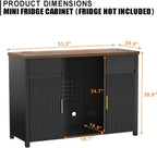 GDLF Large Coffee Bar Cabinet with Fridge Space, Mini Fridge Cabinet with Wine Storage, Buffet Sideboard Table for Home, Fluted Modern Design,53.2" L
