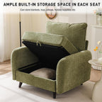Oversized Accent Chair with All Seats Storage,Comfy Living Room Chairs with 2 Throw Pillow,Upholstered Mid-Century Armchair,24.5'' Deep Seat,Reading Chair for Bedroom,Office,Chenille,Green