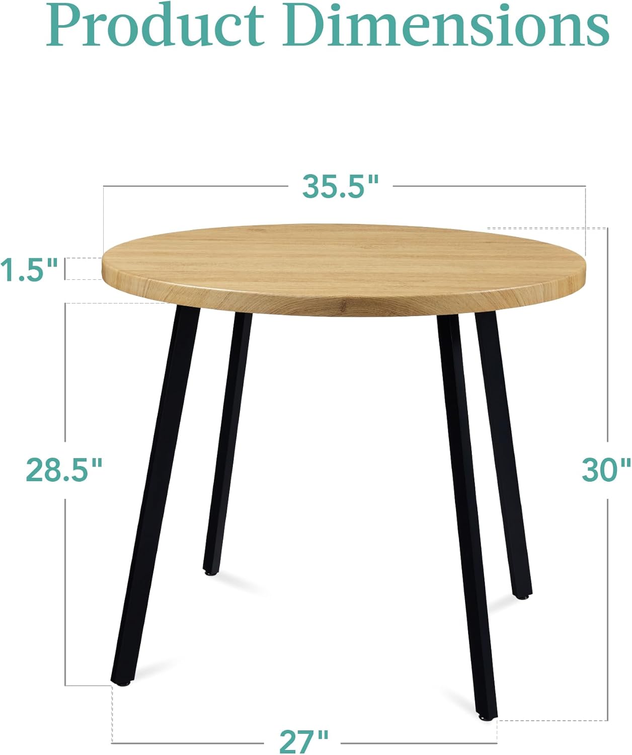 Best Choice Products Round Dining Table 35.5”, Mid-Century Modern Kitchen Table for 2-4 People, Small Space Apartment Dinette, Wood Top W/Steel Legs - Natural