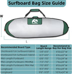Surfboard Bag Longboard Bag Day Bag for 6'0,6'6,7'0,7'6,8'0,9'6,10'0 Surf Hybrid Fish ShortBoard w/Fin Slot and Padded Shoulder Strap,Easy Access Surf Bag Protect Board for Daily Local Road Short Trip
