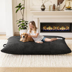 Homall 3 in 1 Giant Bean Bag Chair for Adults, Convertible Bean Bag Floor Couch Bed with Washable Cover, High-Density Foam Chair Bed for Living Room, Dorm Room, Office (Black)