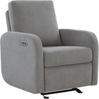 Nurture& The Porto Power Glider Recliner for Nursery | Modern Glider Chair with Power Recline | Built - in USB Charging Port | Space-Saving Design for Small Nurseries and Shared Spaces, Grey