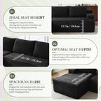 96" Sectional Couches for Living Room Cloud Couch Sofa with L-Shape Upholstered Boneless Couchs Modern Modular Sectional Couch with Chaise (Black, 96" W+Right Facing Chaise+2Seaters)