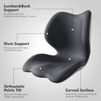 Civa Ergonomic Back Support Cushion for Office & Wheelchair, Posture Support for Long Sitting, Lumbar System & Extra-Thick Memory Foam for Sciatica Pain Relief (Max Hips 40", Waist 38")