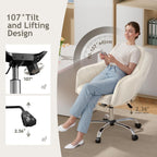 Warmiehomy Office Chair, Velvet Desk Chair for Home Office, Cozy Vanity Chair, Girl Cute Makeup Chair with Arm Rest for Bedroom Dressing Room (Cozy Beige)