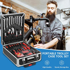 800 PCS Home Tool Set with Rolling Tool Box, Professional Mechanic Repair Kit, General Household Hand Tool Set with Aluminum Trolley Case for Homeowner, DIY