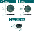 vancasso Starry 18 Pieces Dinnerware Sets for 6, Green Reactive Glaze Dishes Sets, Ceramic Plates and Bowls Set, Dinner Salad Dessert Plates, and Cereal Bowls Set, Dishwasher and Microwave Safe